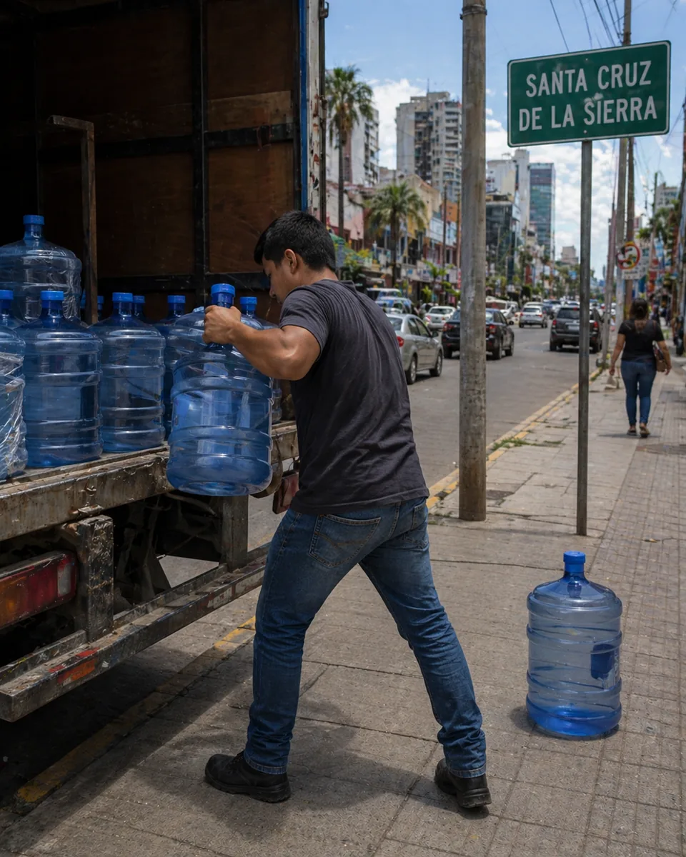 Bidones de agua expuestos al sol