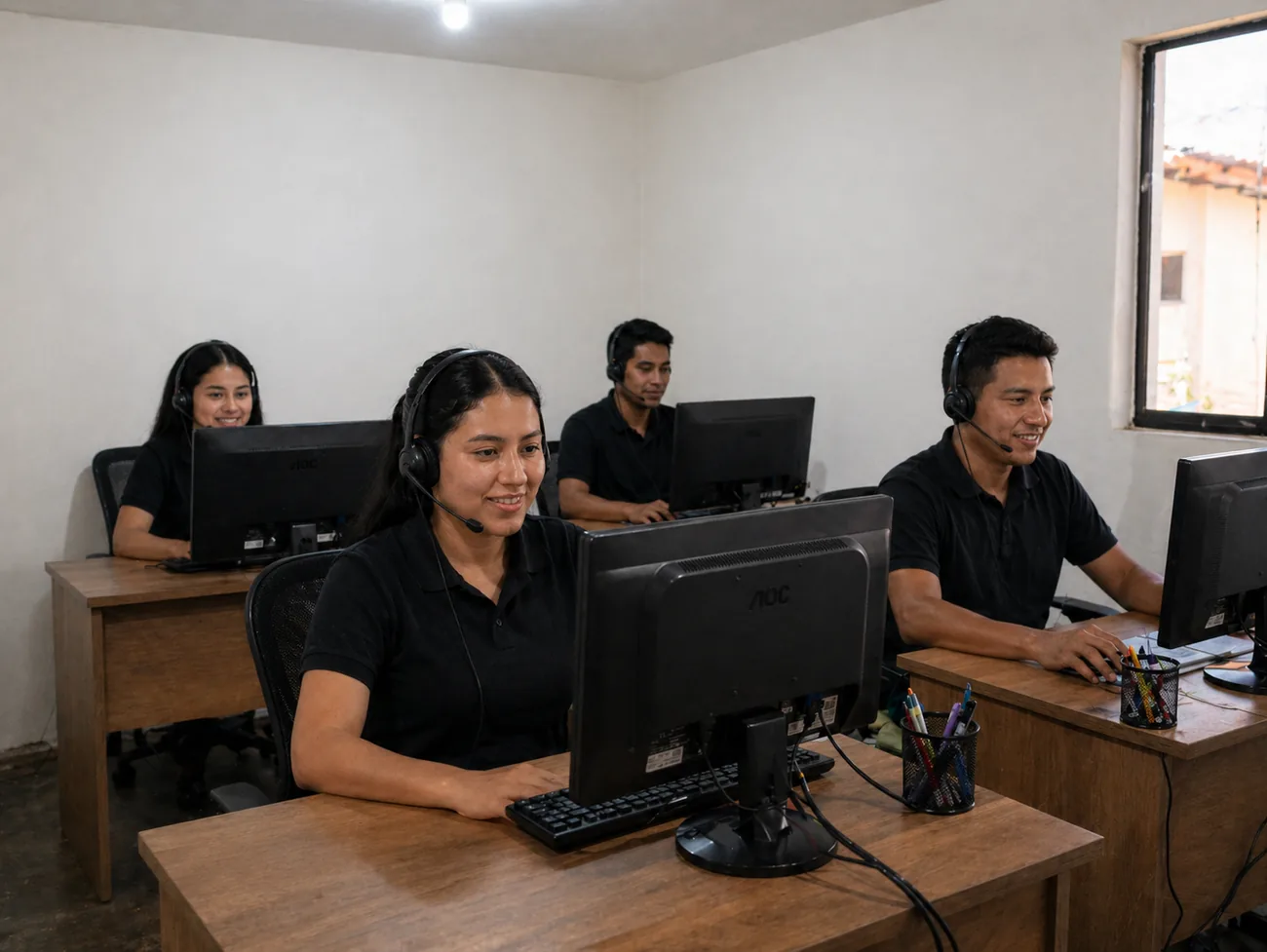 Call center y equipo comercial atendiendo prospectos